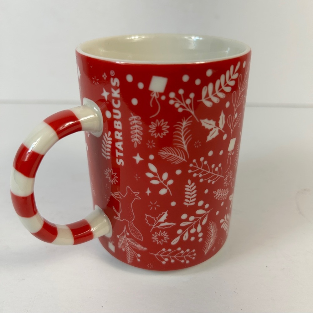 Rare Starbucks Christmas 2018 Candy Cane Stripe Handle Reindeer Coffee Mug 12oz
